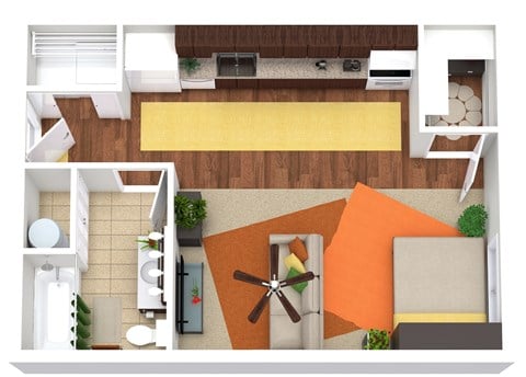Floor plan for studio, 1 bath, 510 sqft